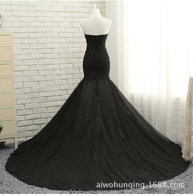 Женское шифоновое вечернее платье-русалка Элегантное Черное длинное платье с