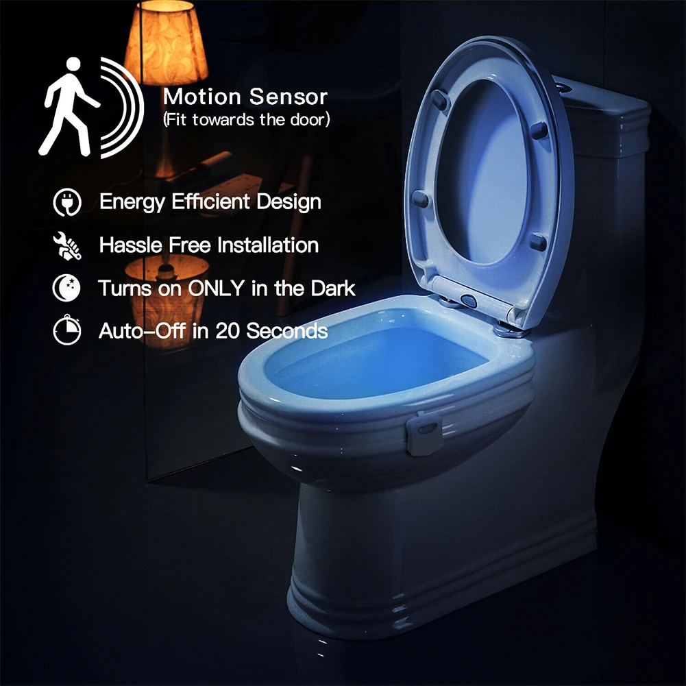 

Washroom Bathroom Accessory Home Toilet Seat Night Light 8 16 Color Changing Hotels Motion Sensor Automatic Battery Operated Led