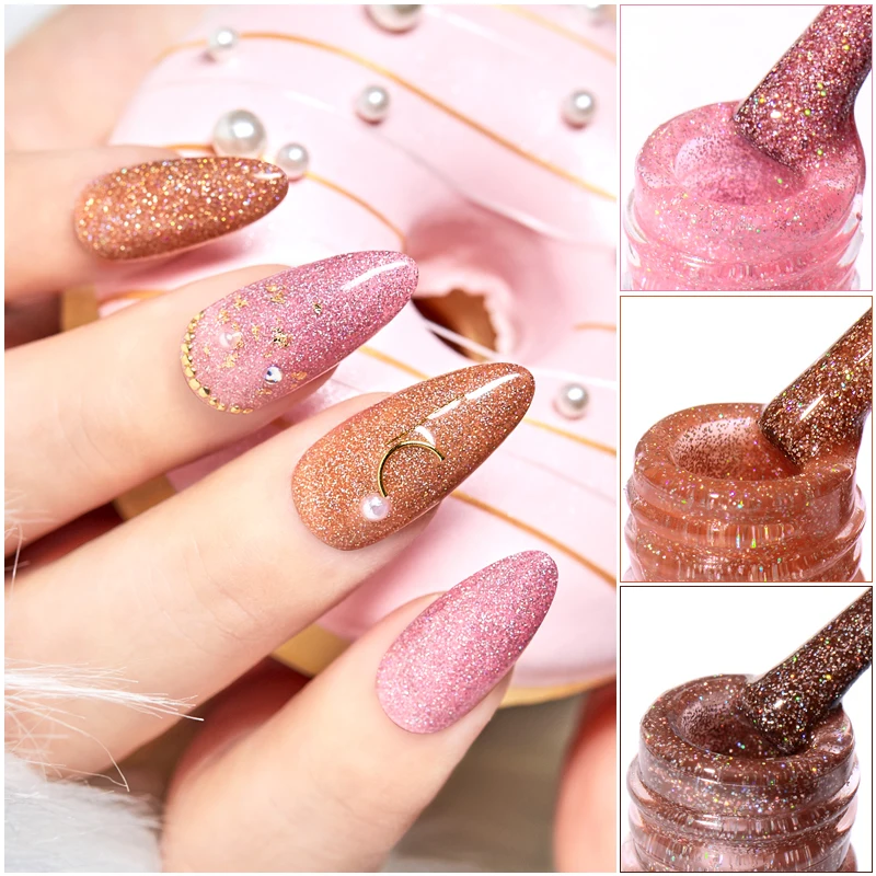 

MEET ACROSS 8ml Glitter Nail Gel Holographic Gel Polish Dazzling Shining Gel Varnish UV LED Soak Off Nail Art Manicure