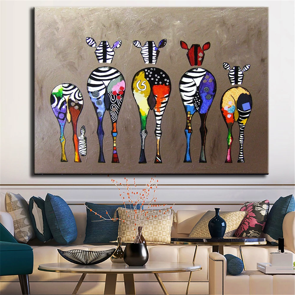 

Abstract Zebra Canvas Art Paintings On The Wall Colorful Animals Art Prints African Animals Art Pictures For Living Room Wall