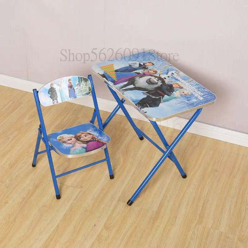 Cartoon Kindergarten Pupils Children Folding Study Desk And Chair Set Table To Drop |