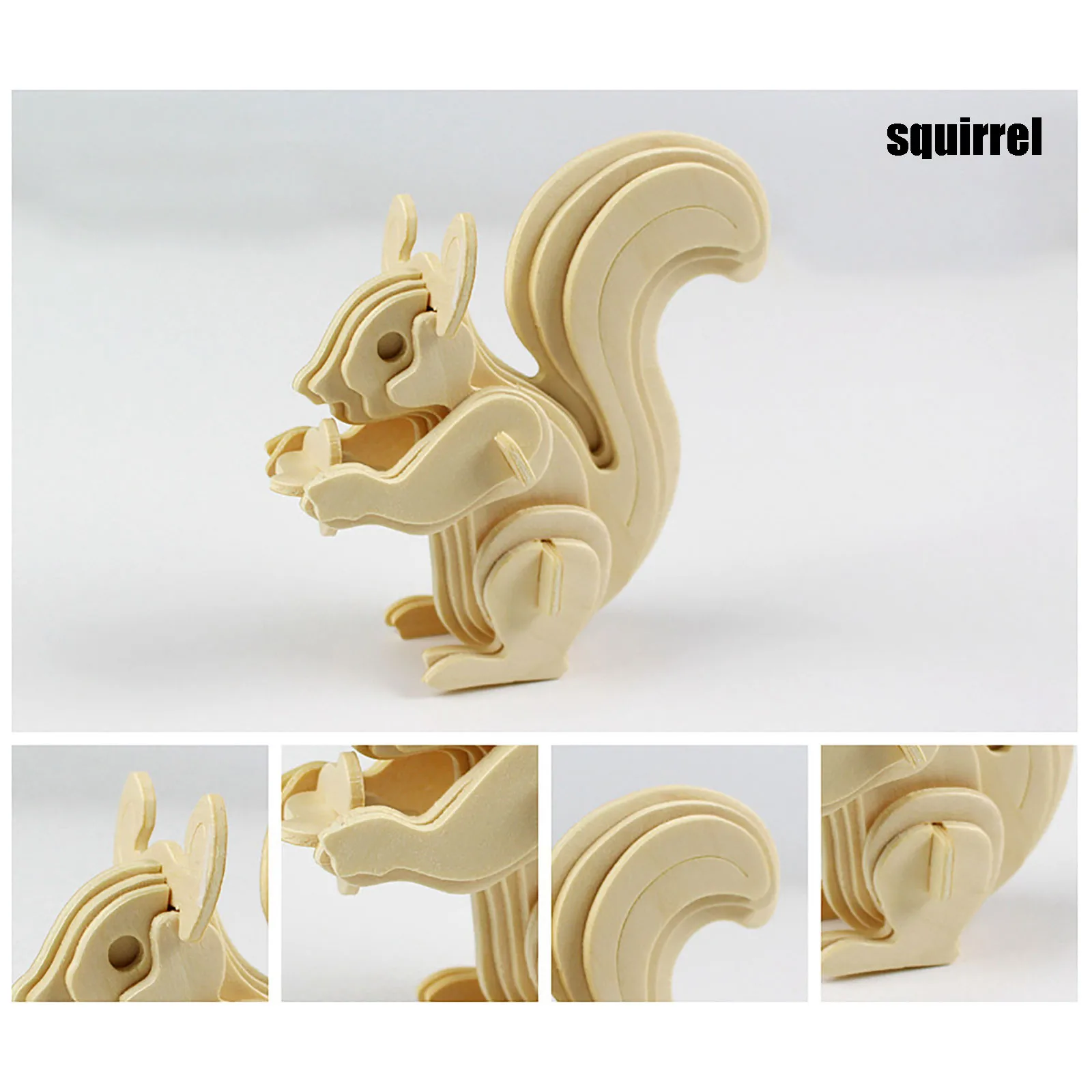 

Wooden Squirrel Jigsaw 3d Three-dimensional Diy Woodiness Early Ducation Toy Model Puzzle Funny Children's Toy 2021 Jouet