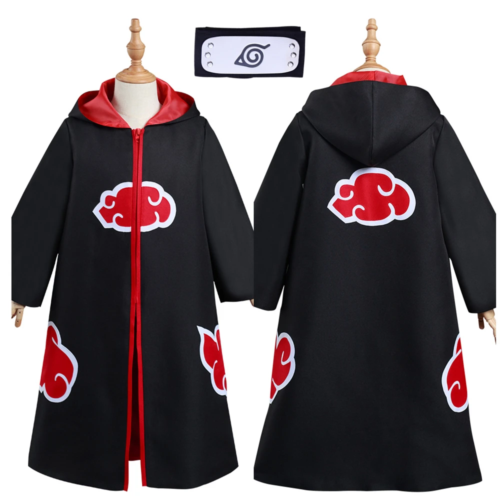 

Anime Akatsuki Uchiha Obito Cosplay Cloak Costume Kid Children Party Ninja Cloak Cape Headband Gift