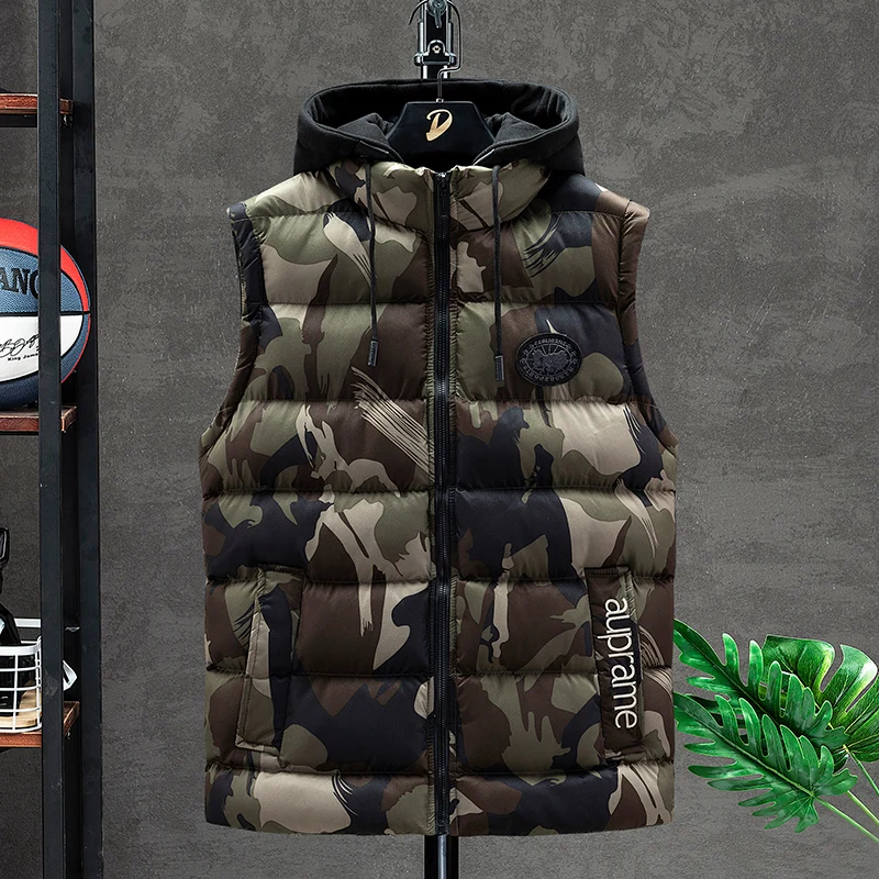 

Men Autumn and Winter Cotton Vest Camouflage Vest Women Outdoor Elastic Warmth Winter Windproof Warm Jacket Oversize