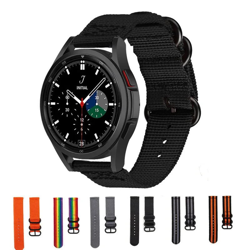

Ремешок тканый нейлоновый для Samsung Galaxy watch 4 40 мм 44 мм, классический брезентовый браслет для наручных часов, 20 мм 42 мм 46 мм