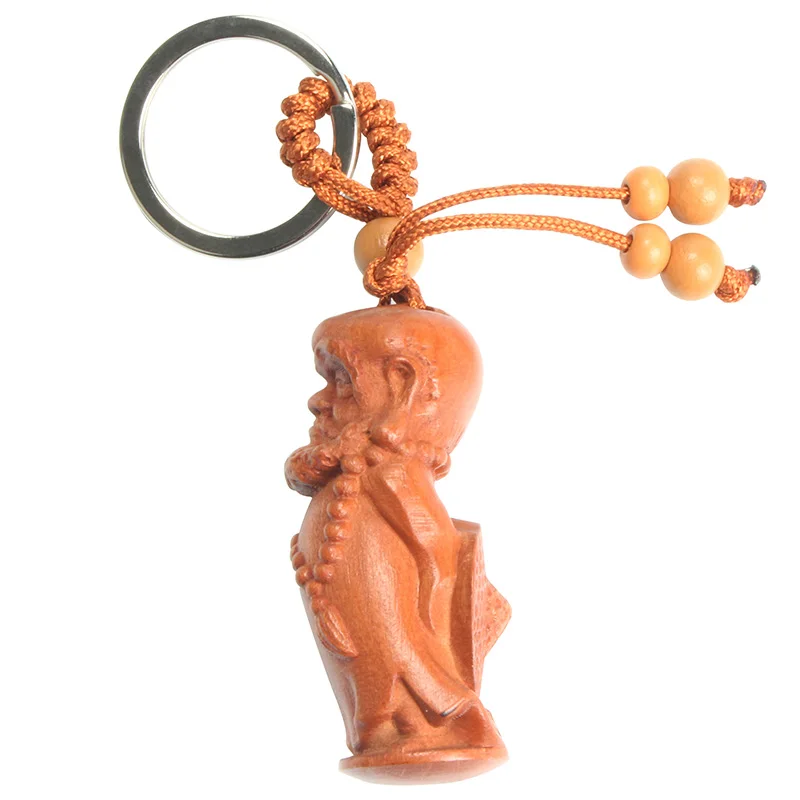 Деревянные товары в виде персикового дерева мини-брелок Bodhidharma буддийские