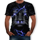 Летняя новая стильная мужская футболка с 3D рисунком лесного зверя, короля, тигра, Повседневная футболка с короткими рукавами 100 --- 160 искусственная