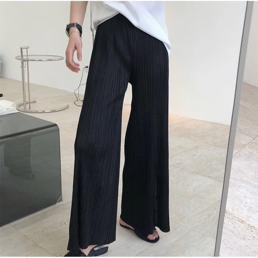 

Summer New Japanese Lazy Niche Three House Style Pleated Wide Leg Straight Slacks Loose And Thin Capris