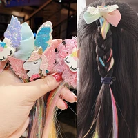 sweet princess hair ornament headband girls cute colorful wig cartoon unicorn hair clips hairpins kids fashion hair accessories