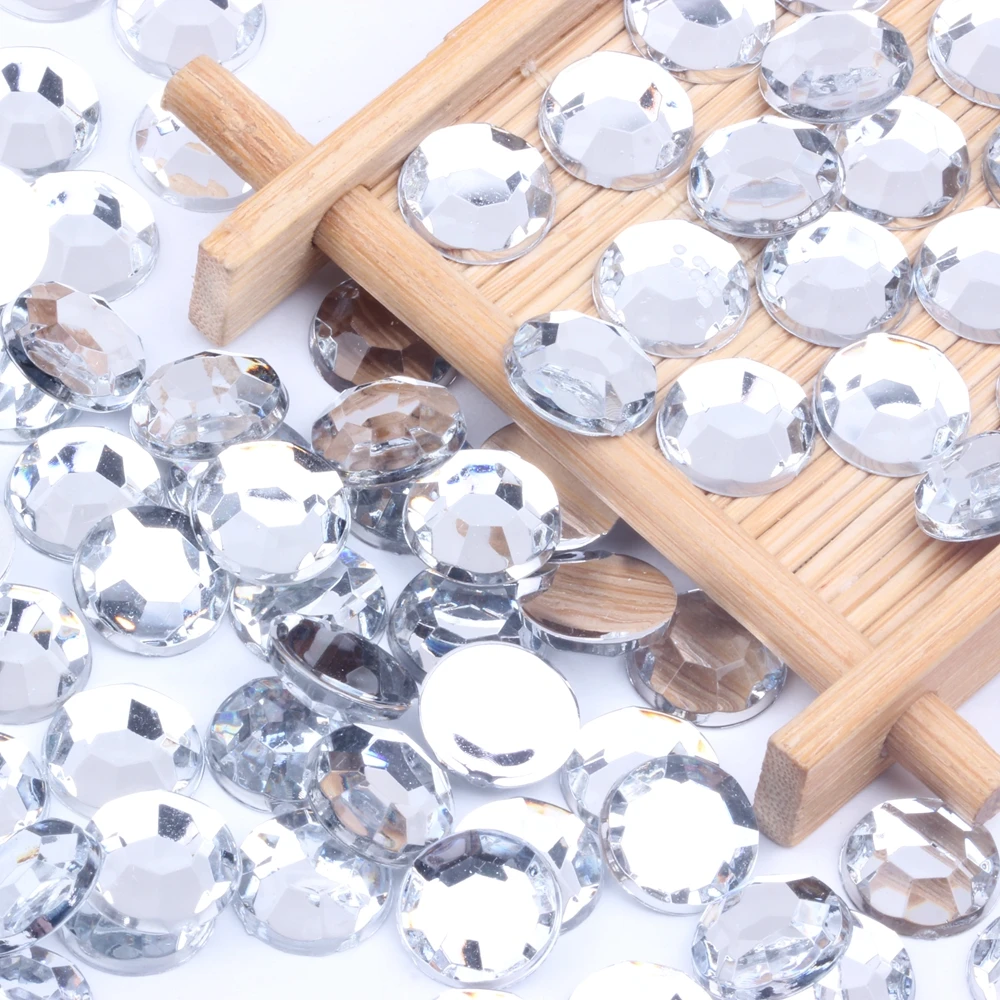 

14 мм-20 мм акриловые прозрачные стразы с плоской задней поверхностью круглые клеевые бусины для рукоделия Скрапбукинг DIY украшения для одежд...