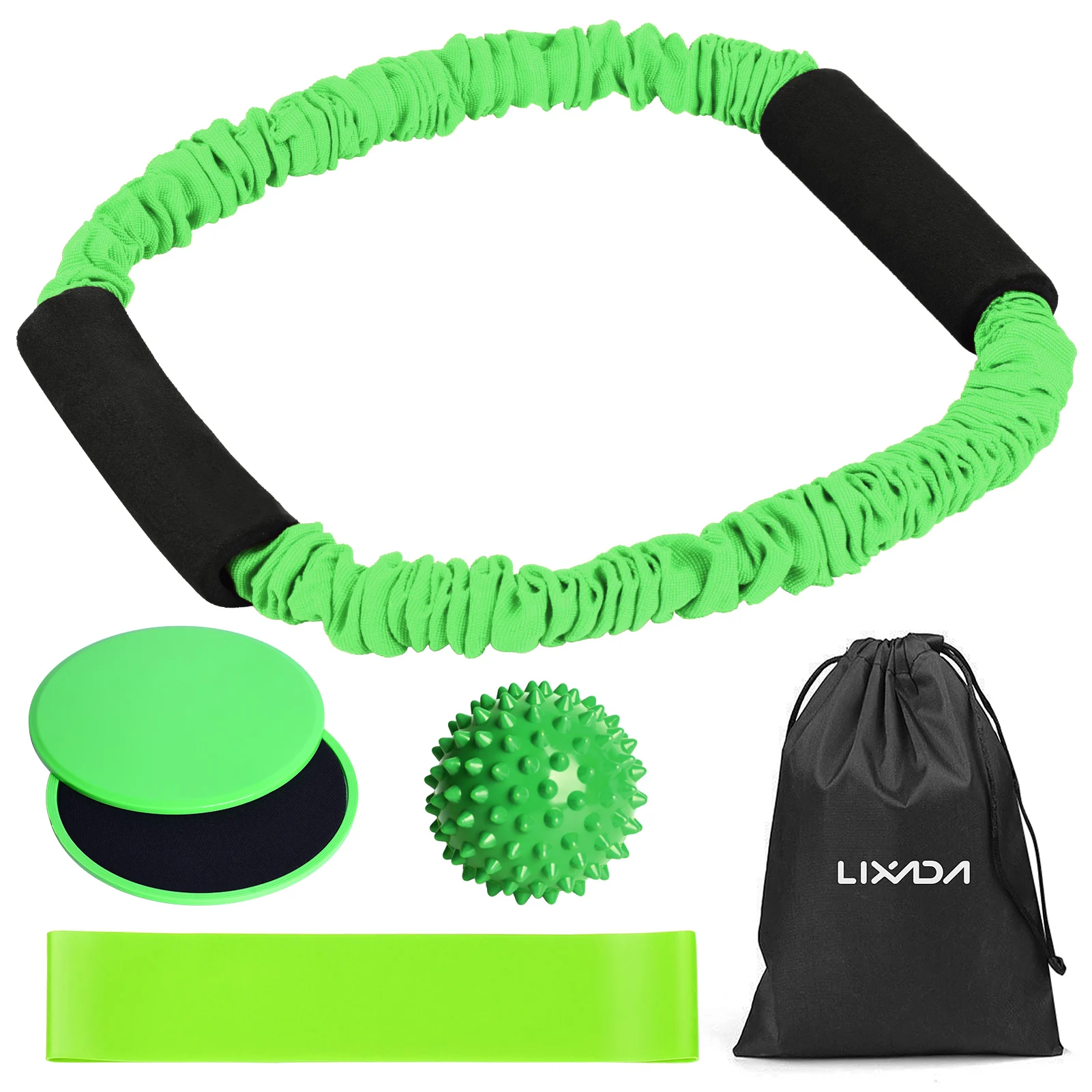 

Lixada O-shaped Stretching Strap with Exercise Core Slider Resistant Band Spiky Ball Storage Bag for Yoga Workout Pilates