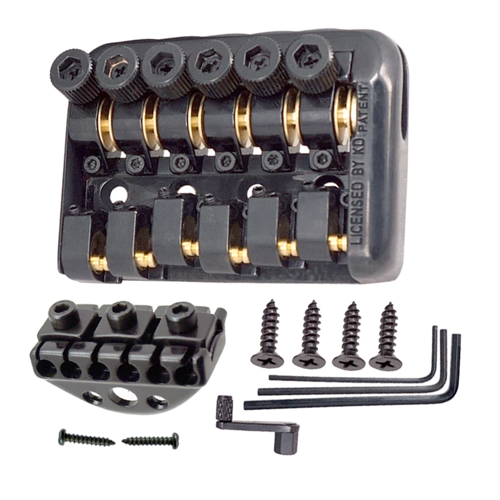 

Durable Headless Guitar Bridge Tailpiece W/ Lock Nut Wrenches Screws Black