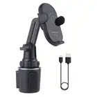 Универсальное беспроводное зарядное устройство Qi, 15 Вт, регулируемый на 360 градусов Автомобильный держатель для стакана, подставка для быстрой зарядки телефона, док-станция для сотового телефона