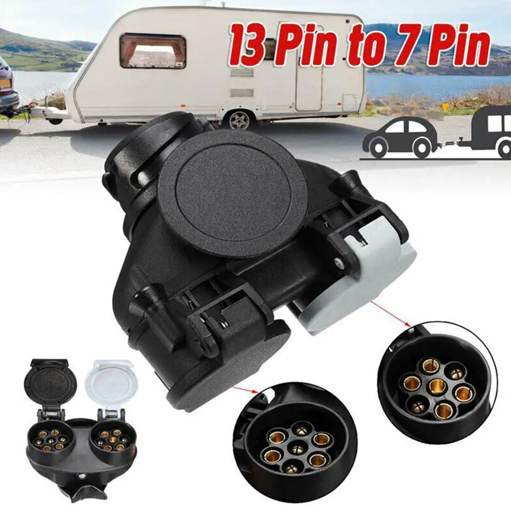 

13Pin To 7Pin Trailer Caravan Light Board Extension Towing Plug Socket Adaptor 13 Pin Plug To Twin 7 Pin N Dropshipping