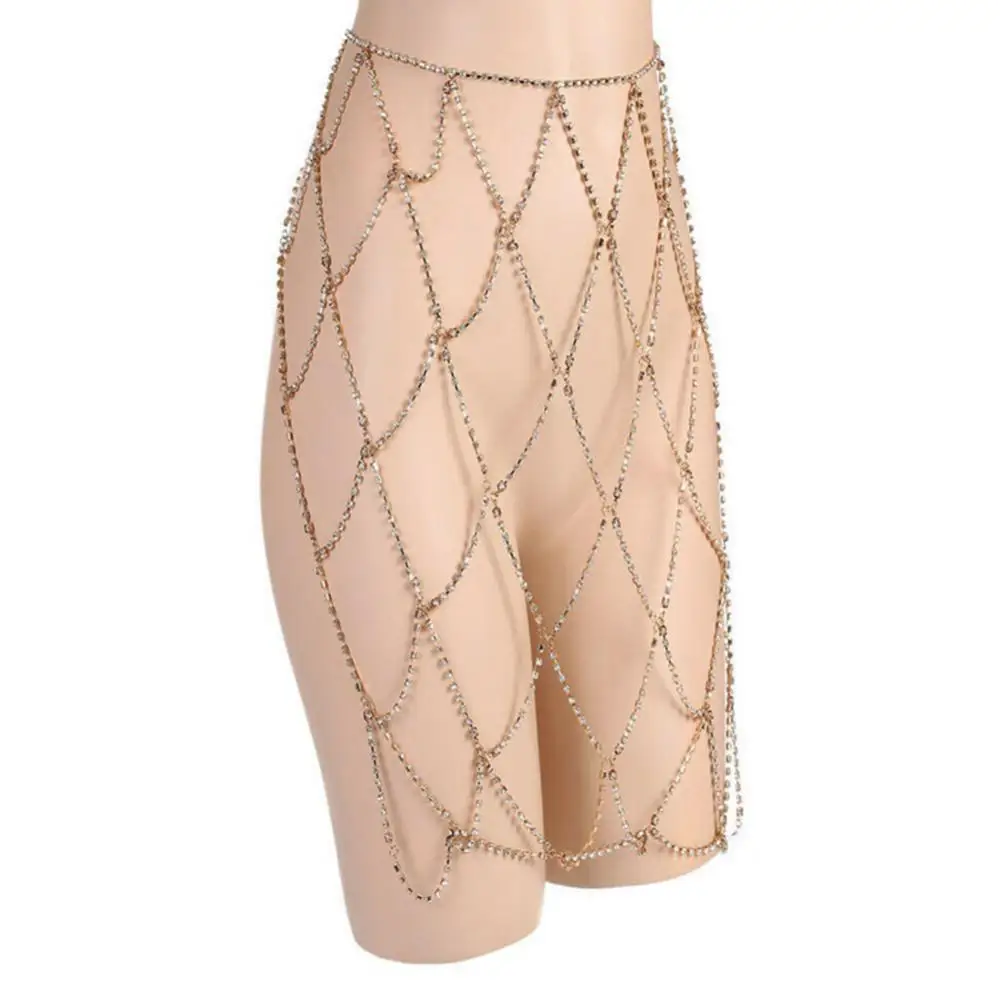 

Fashion Sexy Women Hollow Out Shiny Body Waist Chain Skirt Decoration for Party Waist Chain Skirt
