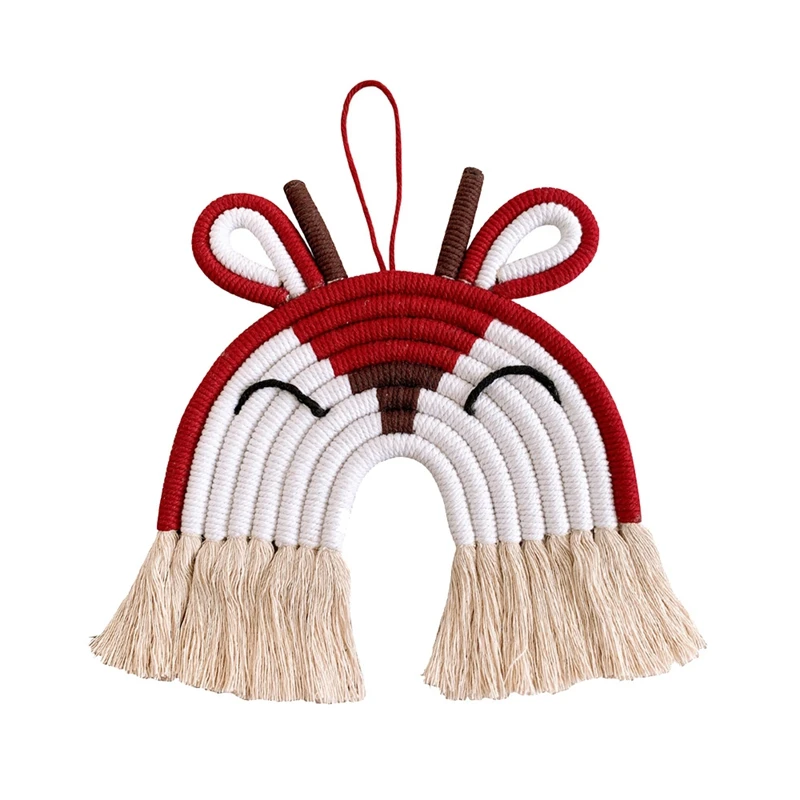 

Children Room Handmade Woven Tel Cotton Rope Animal Deer Hanging Decoration Wall Hanging Decor Handmade Craft Gift