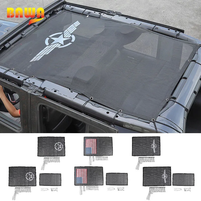 

BAWA SunShade Roof Top Mesh UV Proof Protection for Jeep Wrangler JL Car Cover Net Accessories for Jeep Wrangler jl