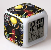 ansatsu kyoushitsu anime cartoon led 7 color flash digital alarm clocks kids night light bedroom desk clock despertador