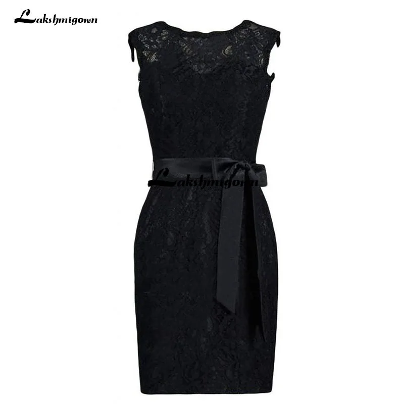 Черные короткие платья для матери невесты вечерние свадьбы кружевные с открытой