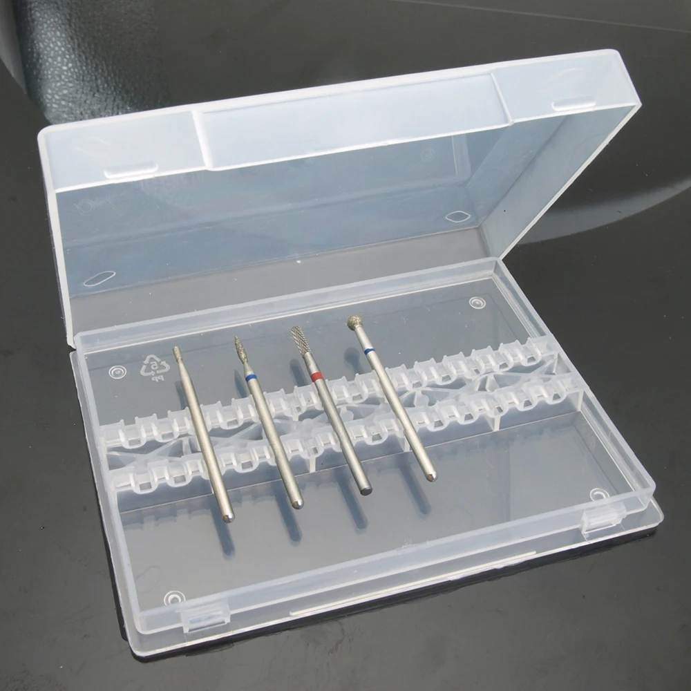 4pcs with Box Diamond Nail Drill Bit Rotery Electric Milling Cutters For Pedicure Manicure Files Cuticle Burr Nail Tools Accesso