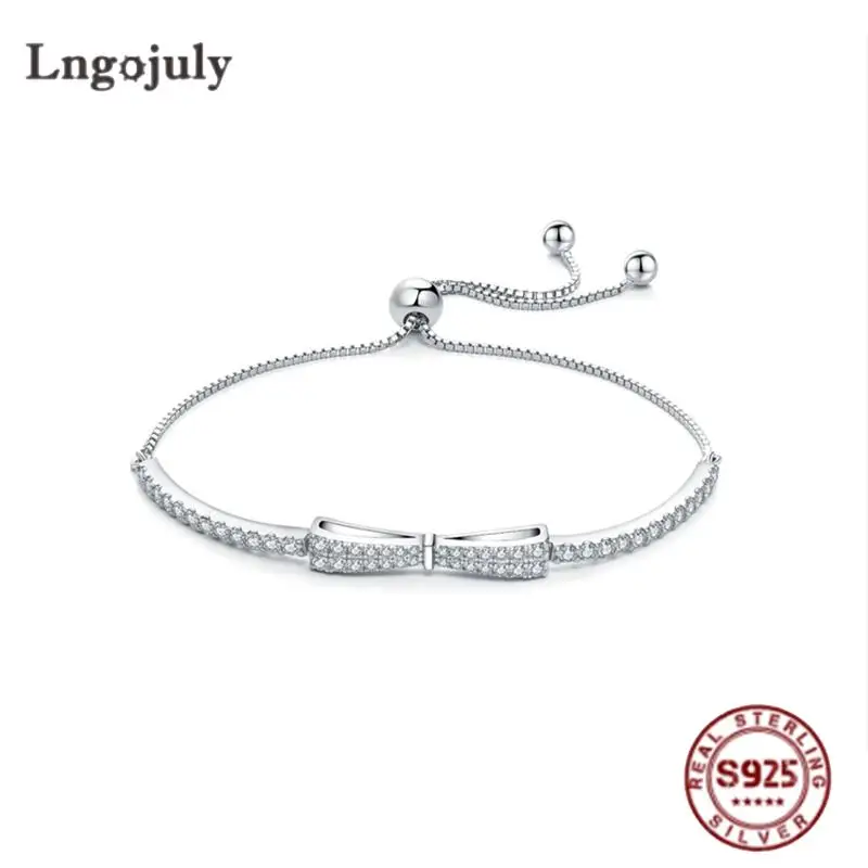 

Женский браслет из серебра 925 пробы, со сверкающими бриллиантами и бантом