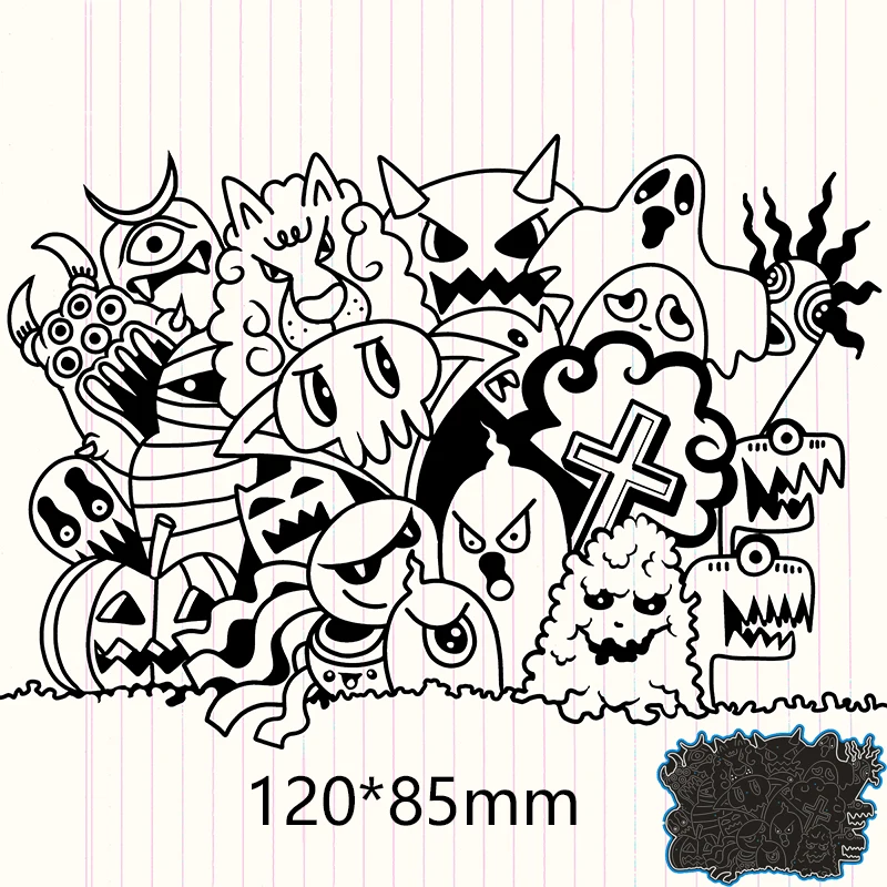 

New Metal Cutting Dies Halloween For Card DIY Scrapbooking stencil Paper Craft Album template Dies 120*85mm