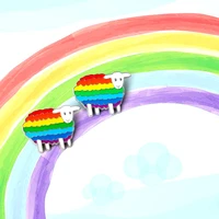 hot sale rainbow sheep design enamel brooches cute badge lapel pins jewelry gift for friends fashion party accessory new arrival