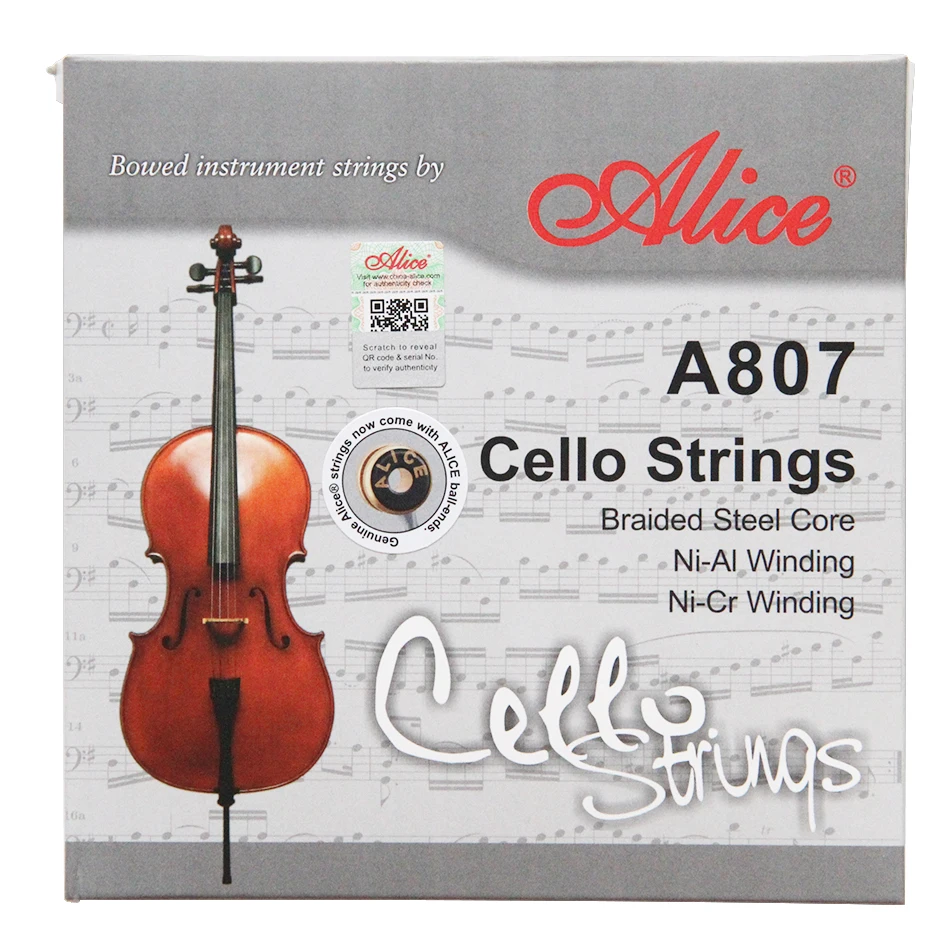 Alice A807 struny wiolonczelowe pleciona stal rdzeń