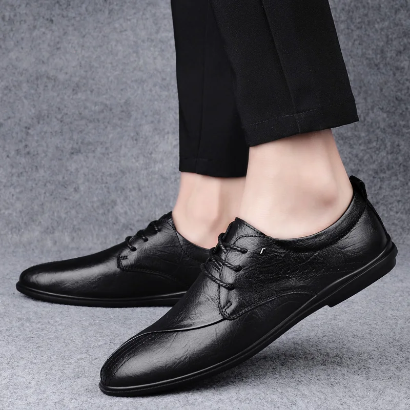 

Leisure Shoes Zapatos Hombre Casual Leather Shoes For Men Shoe Man Mens Causal Fashion Men's Wear Sneakers Slip On Black