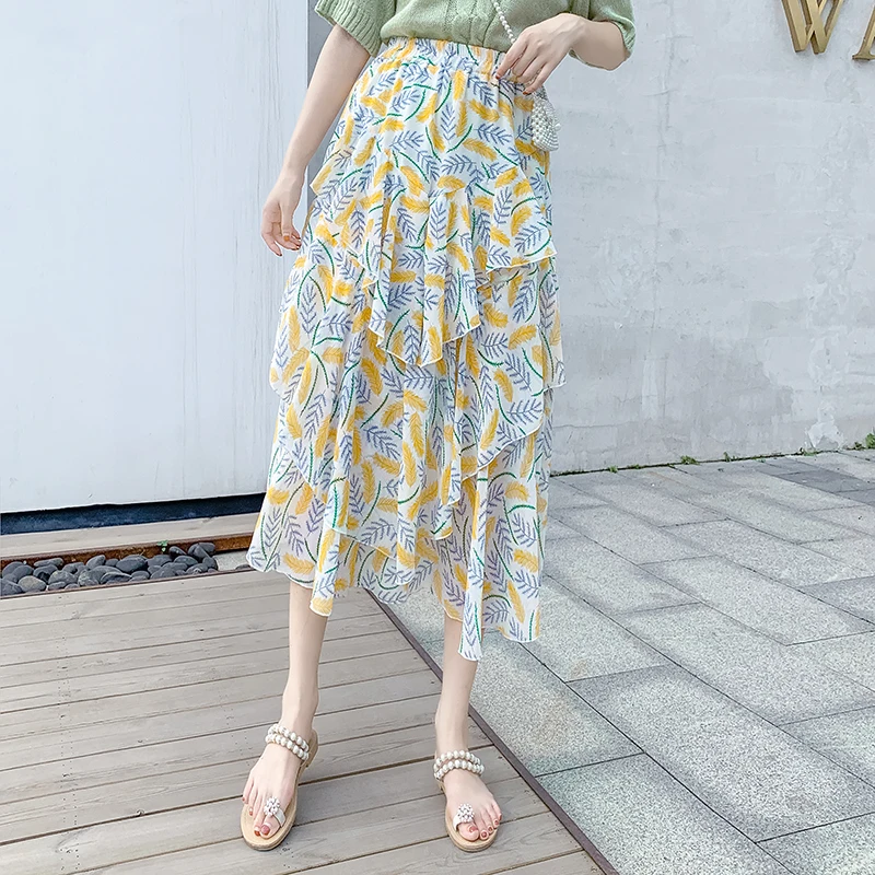 Лето 2019 Женская модная длинная юбка макси асимметричные юбки в стиле бохо