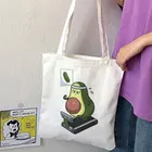 Я хочу усердно работать, чтобы похудеть, милая вместительная холщовая женская сумка-тоут с авокадо, Новая повседневная забавная сумка через плечо в стиле Харадзюку улззанг