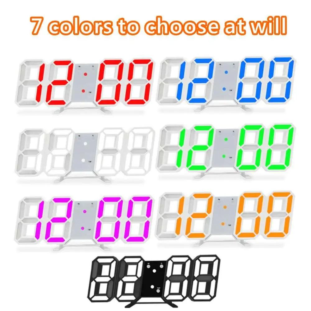 Красный Звуковое управление 3D светодиодный цифровые часы спальня стол будильник