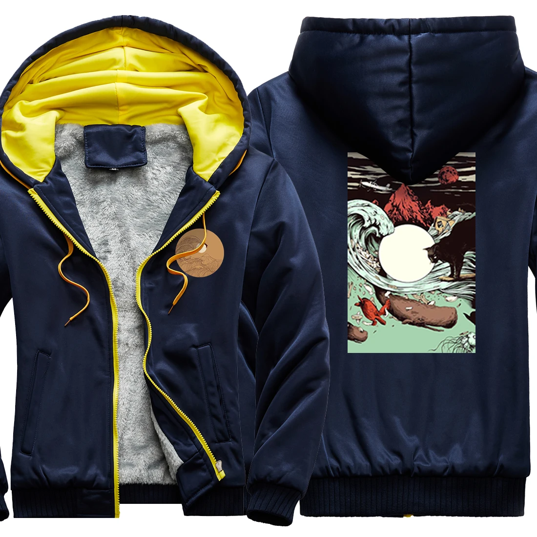 Куртка мужская камуфляжная с принтом черной кошки утепленный Свитшот реглан в