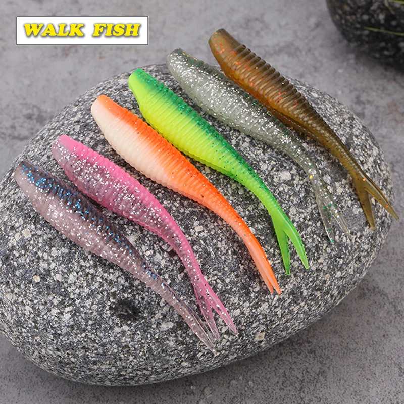 Walk Fish 6 шт. 70 мм/1 8 г двуххвостая мягкая приманка червь искусственные приманки для