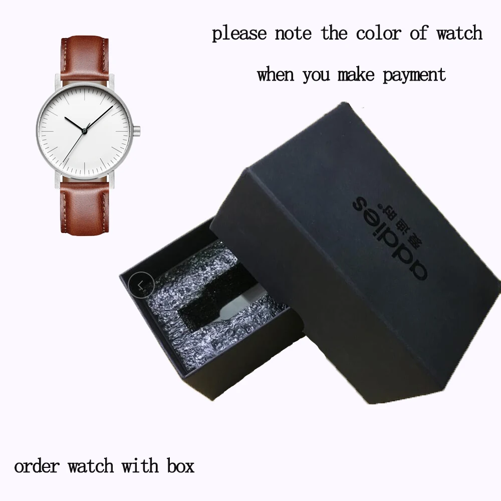 brown leather-BOX Новые деловые мужские часы addies, стальные часы в минималистическом стиле, импортные кварцевые парные часы, роскошные Брендовые мужские часы - Цвет: brown leather-BOX