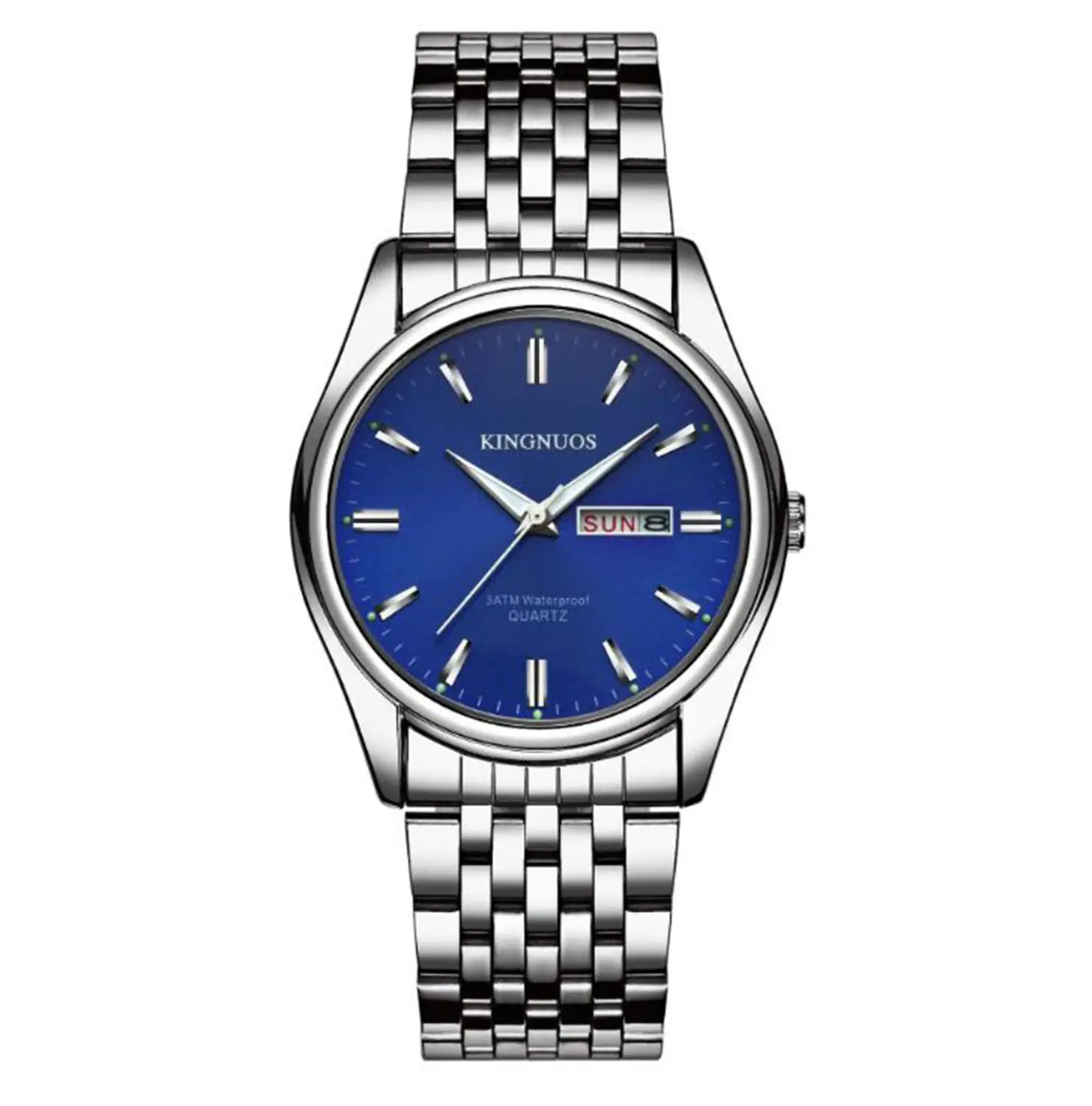 

OEM brand couple watches men's calendar watch for promotion gift silver watches