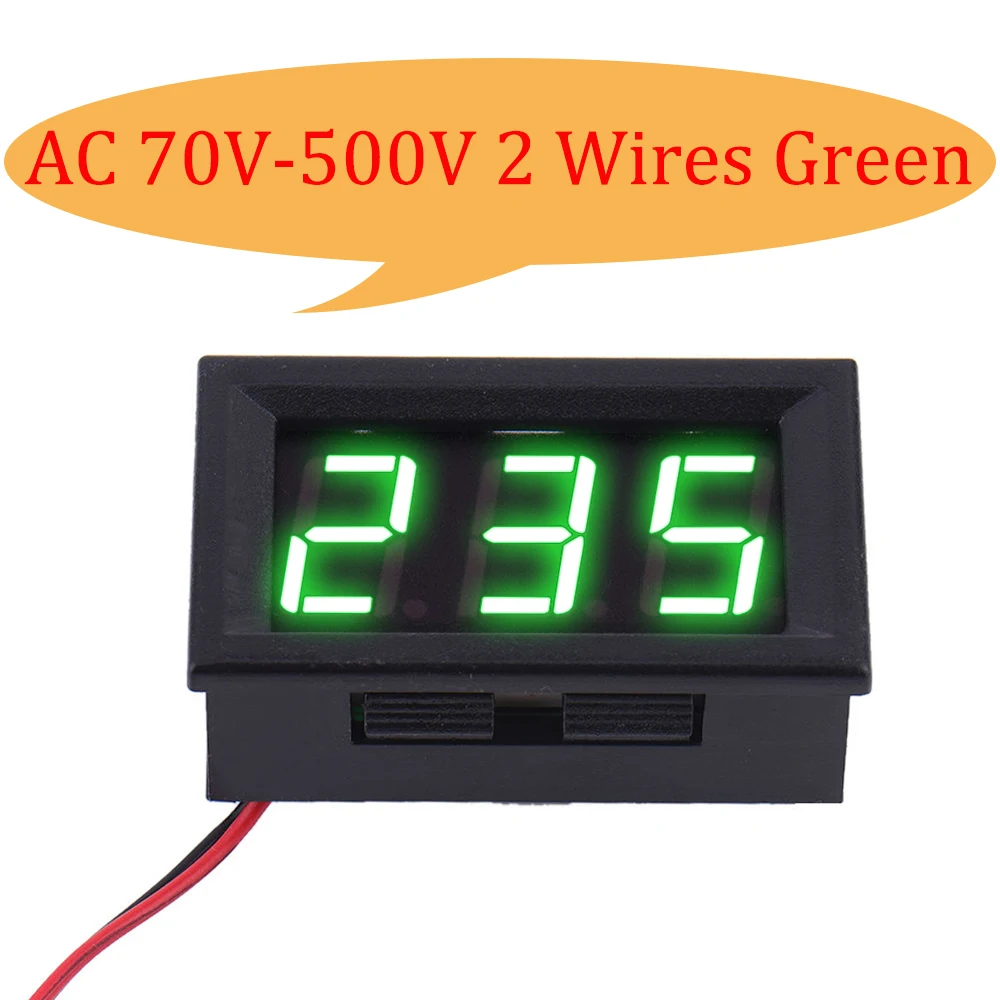 AC 70V-500V Green 0,56 ''Мини светодиодный цифровой вольтметр постоянного тока 0-100 в 12 В 24 в емкость напряжения монитор Вольт Панель тестер метр для автомобиля мотоцикла - Цвет: AC 70V-500V Green