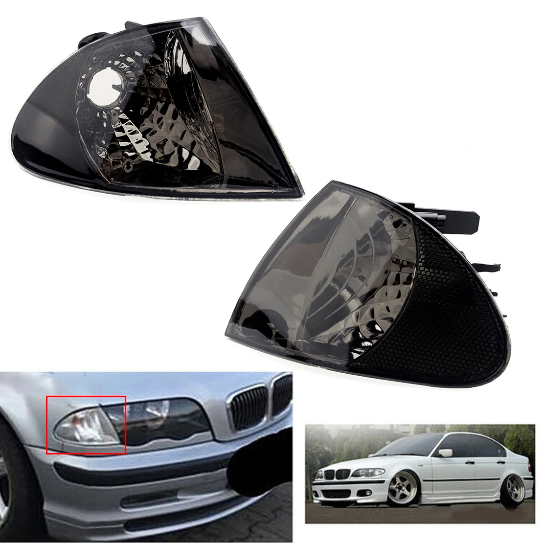 

1Pair Car Front Turn Signal Indicator Corner Light Housing Without Bulb 63136902765 63136902766 Fit For BMW 3 Series E46 Sedan