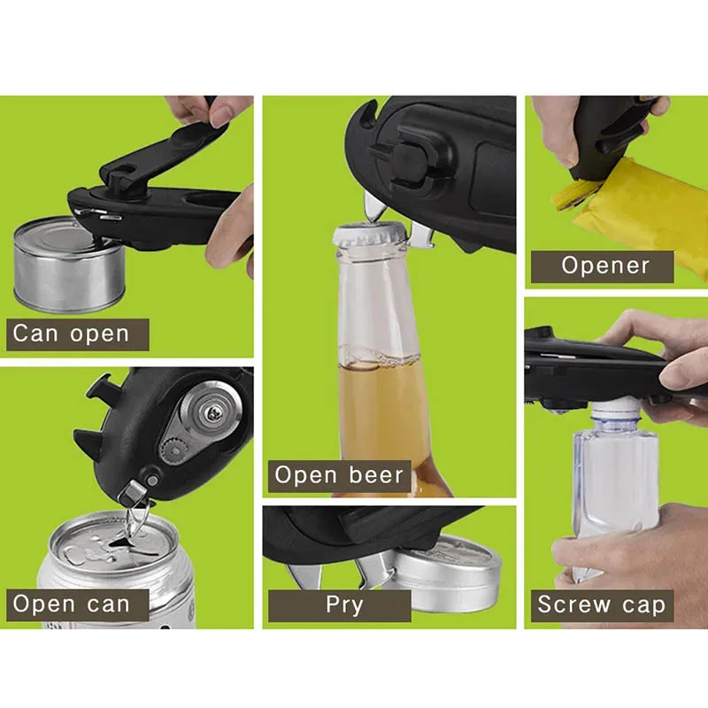 

Manual Can Opener Multifunction 8In1 Can Opener Kitchen Tools Bottle Opener Jar Opener Portable Open Gadget Kitchen Bar Tools
