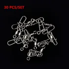 30 шт. 2 #4 #6 #8 #10 #12 #14 # Вертлюги Из Нержавеющей Стали с подшипником, Вертлюги с защелкой, аксессуары для рыболовных снастей