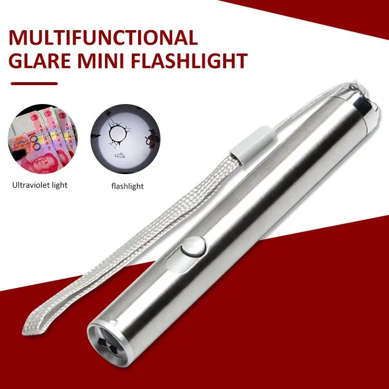 

Zoomable Hiking LED Flashlight Mini Flashlight Cycling Silver Stainless Steel Climbing Waterproof Laser Light Camping