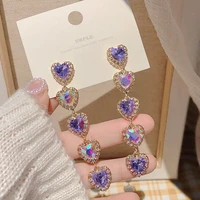 new korean luxury shiny heart crystal drop earrings for women 2021 trendy rhinestone earrings jewerly party girls