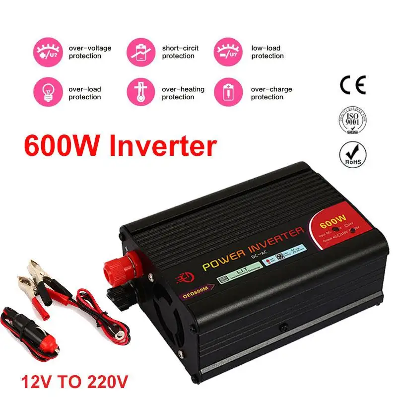 

Car Converter Car Inverter 12V To 220V 600W 300W Small Printer Aluminium Alloy Vehicle Microinverter Automotive Electronics