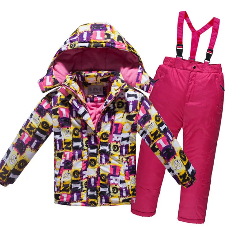 Детский комплект зимней лыжной одежды утепленный теплый лыжный костюм куртка и