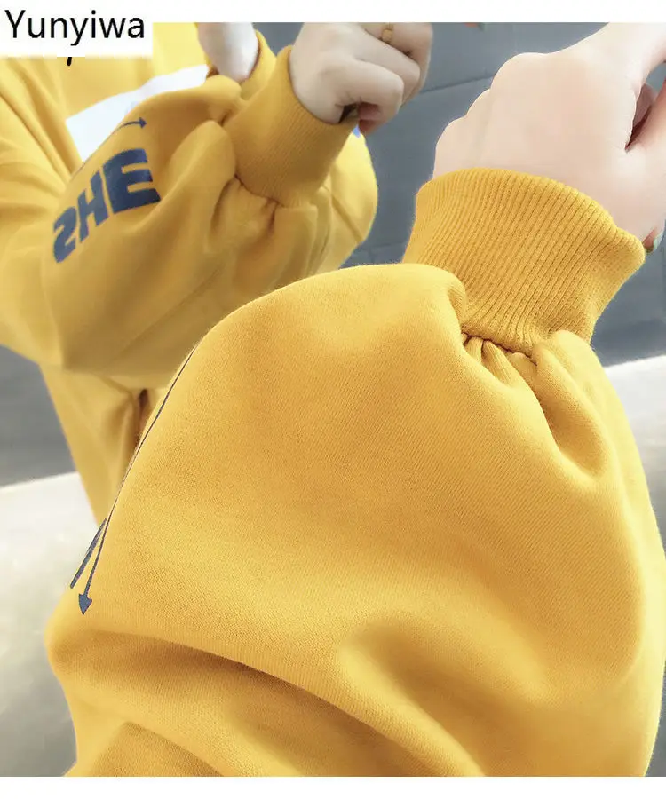 

Letter Print Sweatshirts Women 2020 Autumn New Korean Long Sleeve O Neck Hoody Loose Casual Students Coats Top