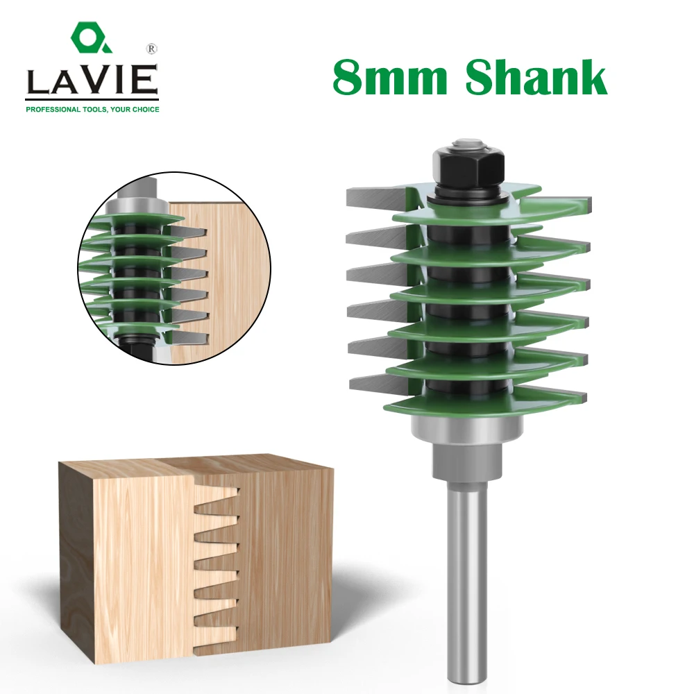 LAVIE 1pc 8 millimetri Shank Brand New 2 Denti Regolabile Finger Joint Router Bit Tenon Cutter di Tipo Industriale per strumento di legno MC02036