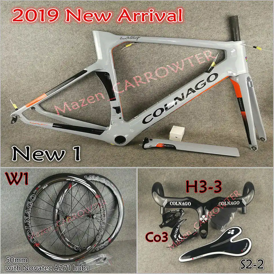 Package for sale UD глянцевый NJGO серый оранжевый Colnago концепция карбоновые шоссейные рамы+ руль+ седло+ бутылки клетки 50 мм карбоновые колеса Novatec A271 ступицы - Цвет: Package for sale