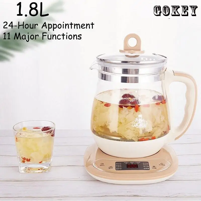 1.8L LIQUID Crystal automatic kettle health kettle thick glass teapot electric kettle heat preservation teapot electric kettle