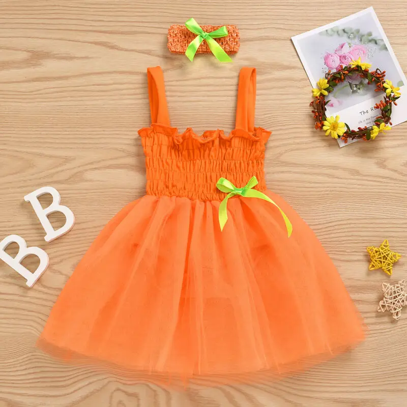 

Newborn Baby Girls Lace Clothes Casual Girls Spaghetti Strap Ruffle Princess Dress Outfits Headband