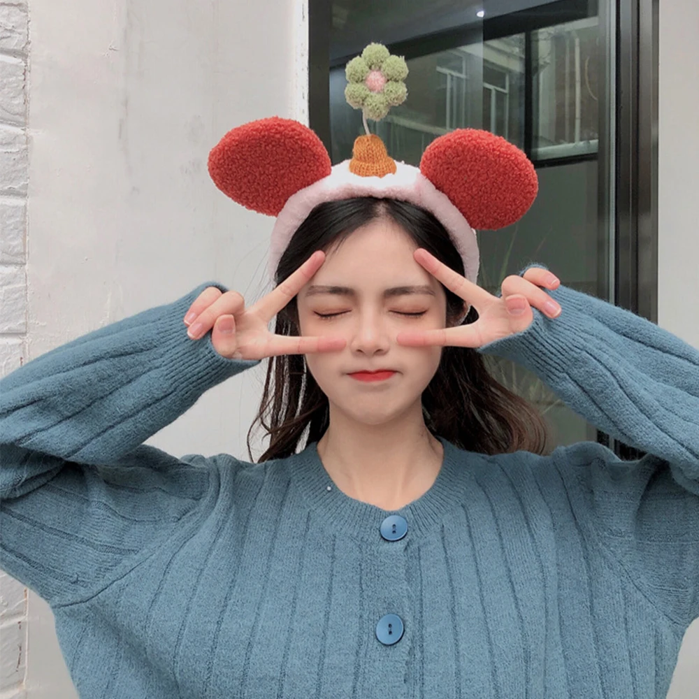 Женская повязка на голову милый маленький цветок плюш удобный для мытья лица